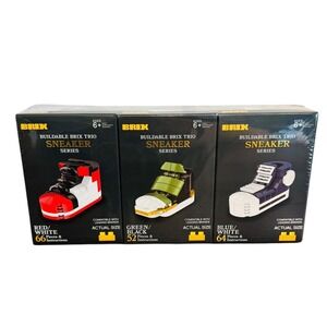 Brix Buildable Sneaker Series Trio Set 3 Pack Red Green Blue Building Blocks NEW